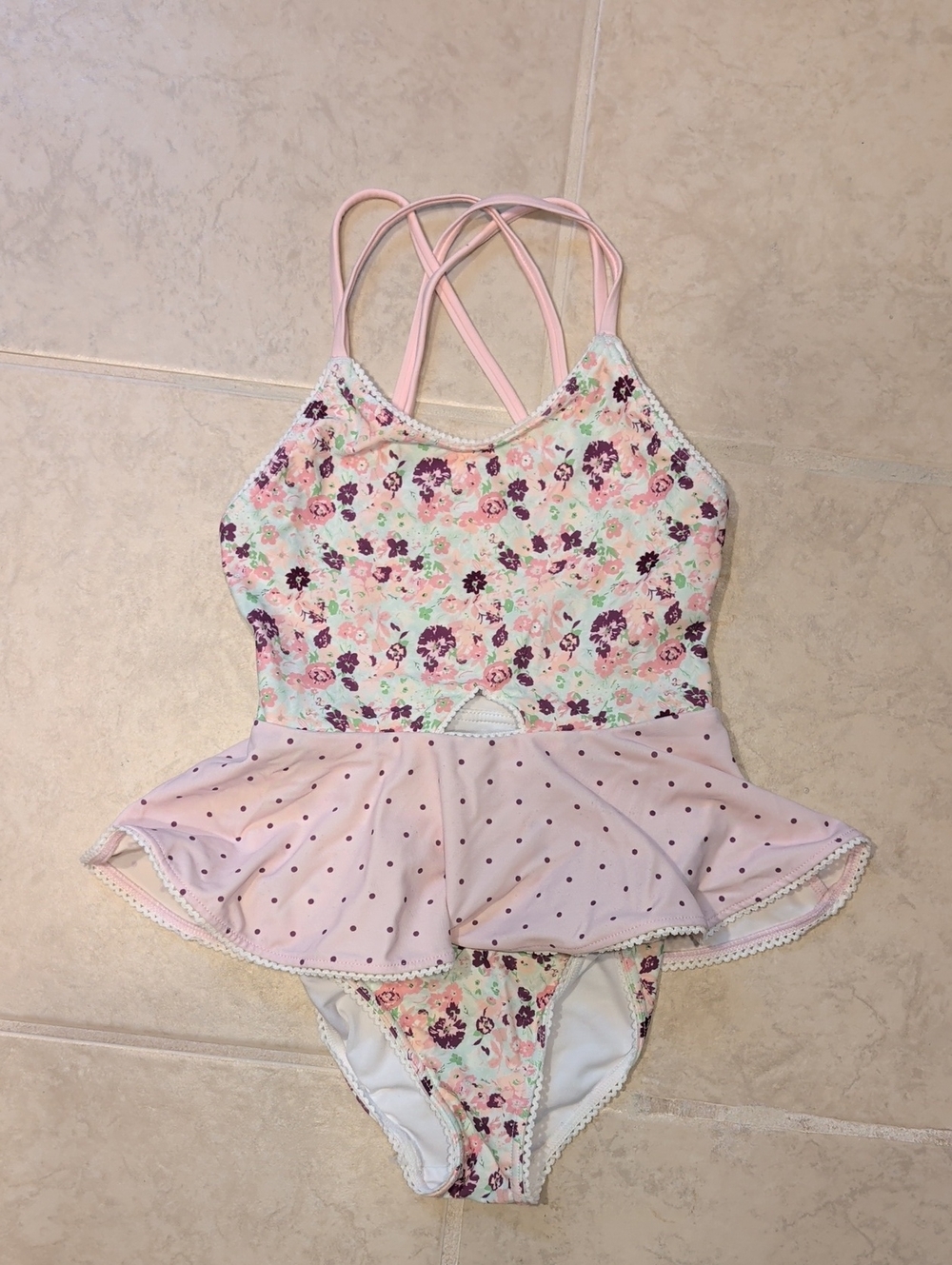 SweetHoney One Piece Floral Polka Dot Swim dress